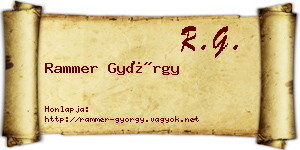 Rammer György névjegykártya